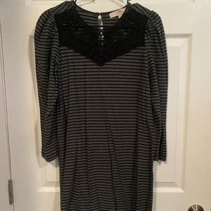 LOFT black and grey striped dress